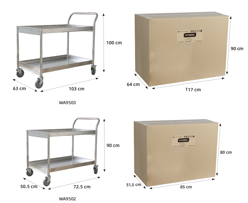 2-Tier Stainless Steel Laboratory Cart On Wheels 2-Tier Stainless Steel Laboratory Cart On Wheels